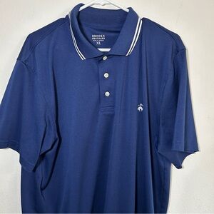 Brooks Brothers Mens Polo Shirt XL Navy Blue Short Sleeve Performance Polyester
